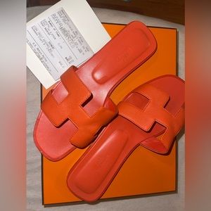 Hermes Orange Oran Sandal